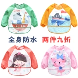 Детский водонепроницаемый нагрудник для еды, демисезонный лонгслив, фартук, анти-грязь, с карманом