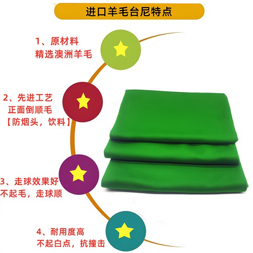 高级澳毛台球桌布更换绿色倒顺毛台呢加厚中美式黑八尼斯诺克台泥