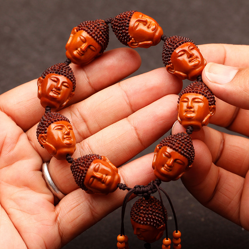 天然橄榄核雕文玩手串大日如来手工雕刻老油核男女手链原创设计