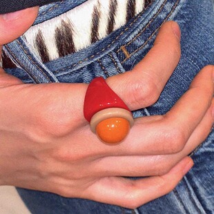 RTEP 几何半球 韩国小众usite立体多层包豪斯设计彩色树脂戒指