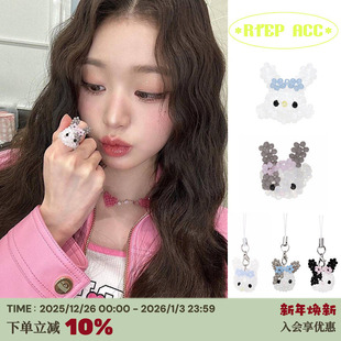 蝴蝶结可爱小兔立体编织手工制作戒指环 英同款 RTEP swingset张元