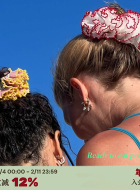 RTEP 高版本*酒窝小卷goodsquish法式手工格纹花边大肠发圈丸子头