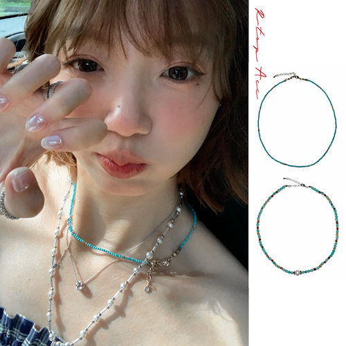 薄荷小镇*袁岱川同款斑点石项链