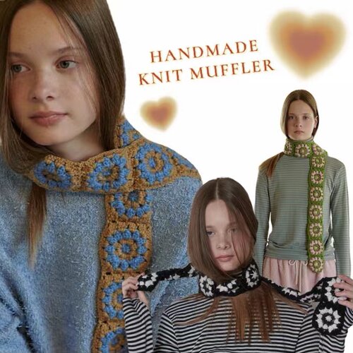 小众复古钩针彩色百搭编织围巾