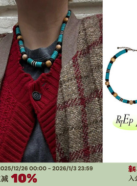 RTEP 塞舌尔*松石蓝色度假沙滩手工串珠蒜留香同款项链颈链锁骨链