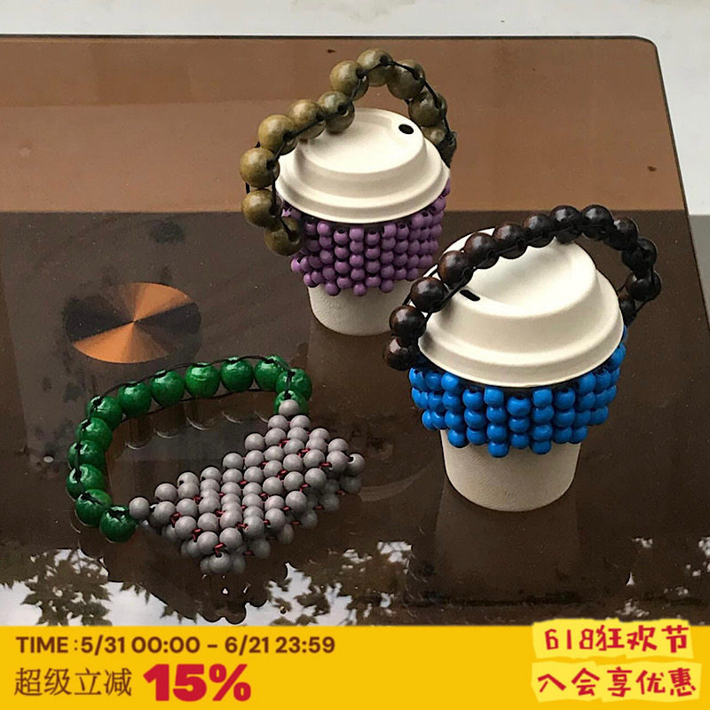 RTEP 彩色假日*手工编织木珠便携杯套串珠手提拎袋纯手工趣味单品