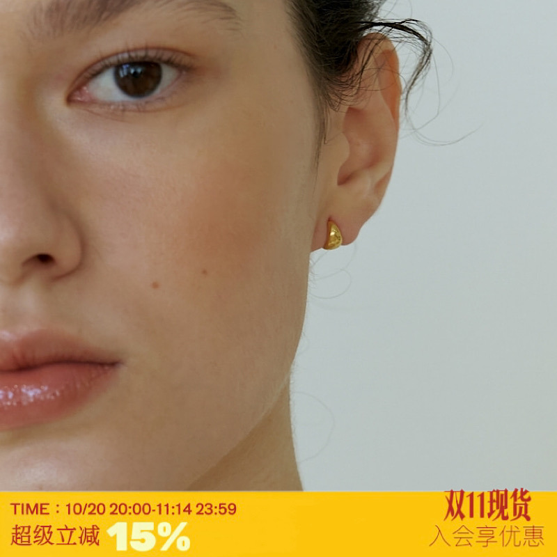 法式小金豆S925纯银养耳洞耳钉