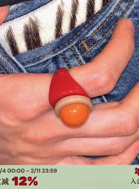 几何半球~彩色树脂韩国小众戒指