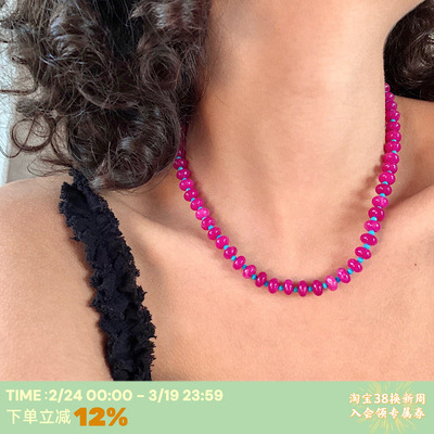 宝石洋红湖蓝松石x项链