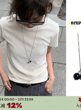 韩国博主同款ins黑白色水滴项链