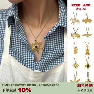 Ski西班牙手工镀真金项链小马牛太阳复古锁骨链 本Apres RTEP 高版