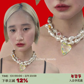 RTEP 手工制作diy夸张珍珠颈链爱心琉璃骰子草莓多巴胺锁骨项链