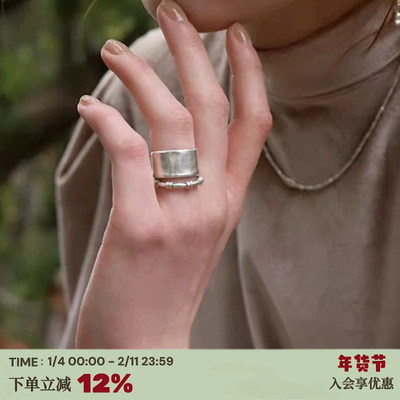 日本设计师哑光铜镀金宽版戒指