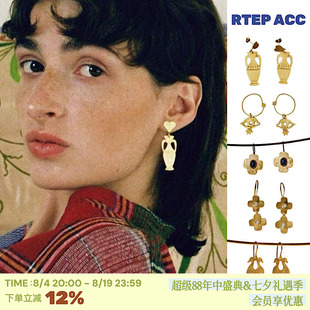 高版本*合集Apres Ski西班牙手工镀真金拉丝复古小众设计耳环耳钉