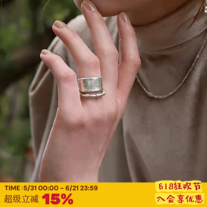 RTEP 日本设计师哑光铜镀金宽版戒指可调节小众设计高级感戒指环
