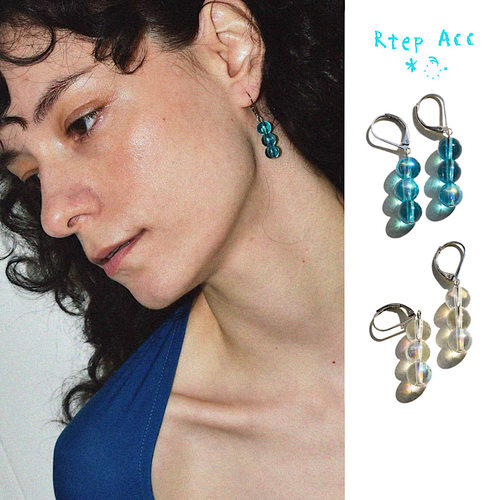 冰蓝白泡泡925银琉璃耳环