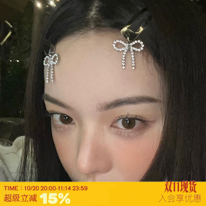 韩国ins银色蝴蝶结可爱镶钻发夹