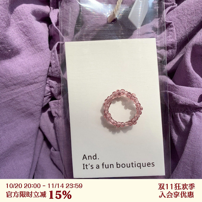 RTEP 合集*气泡珠韩国ins进口瓷珠透明手工编织花朵戒指质感指环
