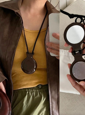 RTEP 高版本LEMA*RE风双面镜子项链博主同款长款皮绳叠戴毛衣链