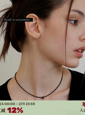 RTEP 韩国ins小众设计感黑色方块钻石水晶百搭choker锁骨链项链女