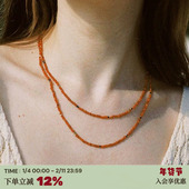 彩色玉石水晶切面闪耀项链叠带双层复古毛衣链长款 RTEP 卡普里岛