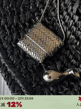 银色中古编织包花瓶项链