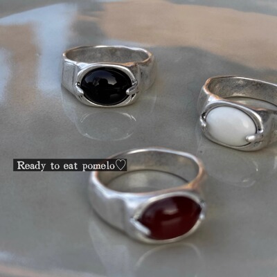 小众古银玛瑙玉石设计感戒指