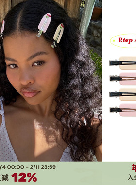 RTEP 新色*定制emijay樱桃发夹法式醋酸镶钻无痕夹刘海夹侧边夹子