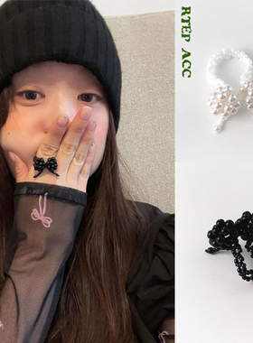 韩国博主*可爱蝴蝶结珍珠戒指