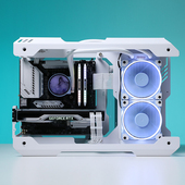 炽果Z01M钢化全侧透水冷全铝双面侧透开放式 蓝白定制机箱 游戏个性