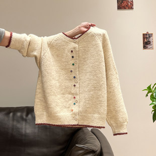 白色长袖针织开衫毛衣女秋冬季加厚外套保暖内搭可外穿打底衫上衣