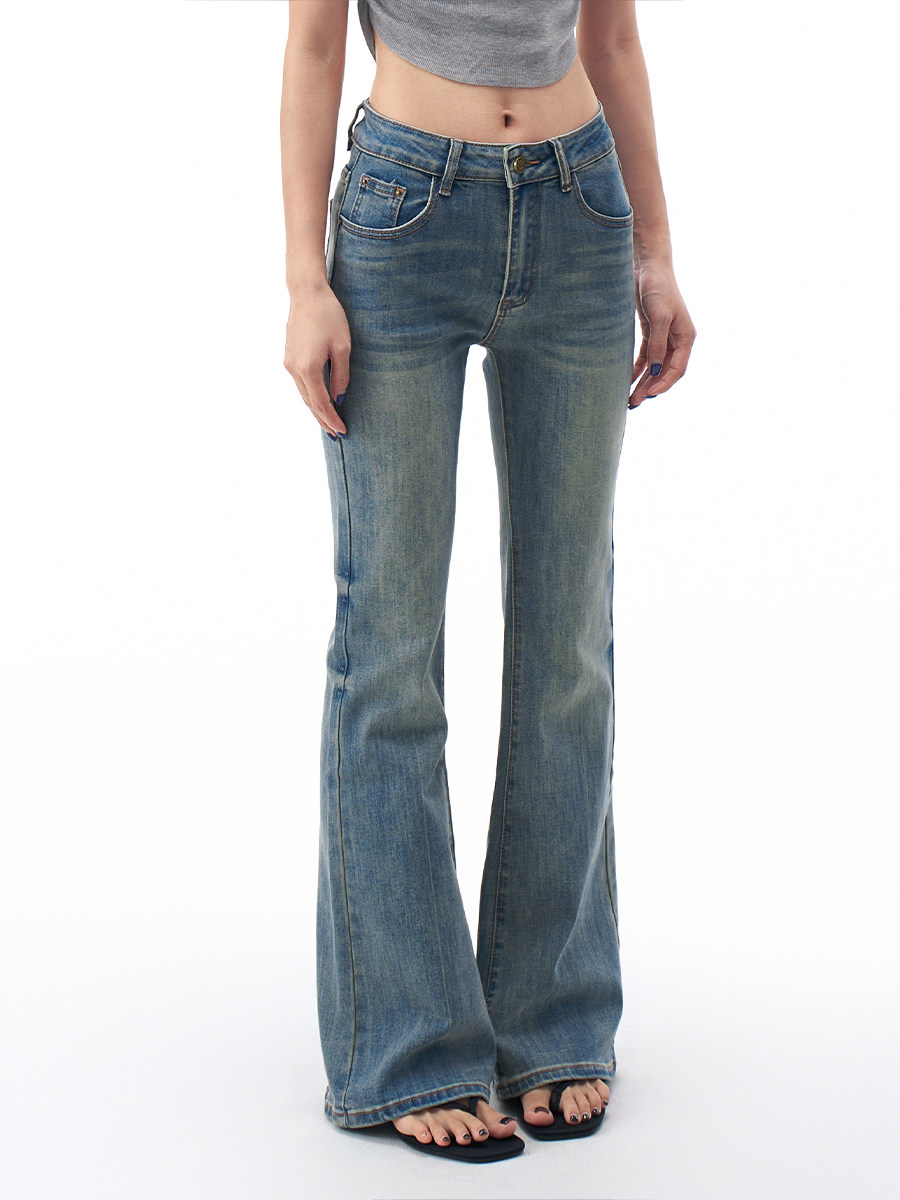 Retro Washed Slim Fit Hip-Lifting Flared Pants for Women 2025 Autumn New Flared Hot Girl Jeans
