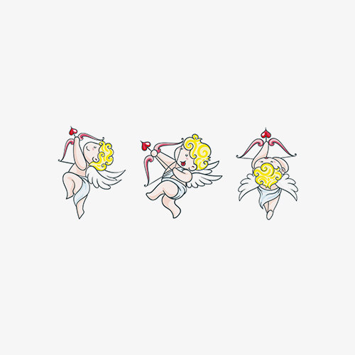 爱神小孩彩色丘比特cupid射箭可爱文艺男女防水仿真刺青纹身贴纸