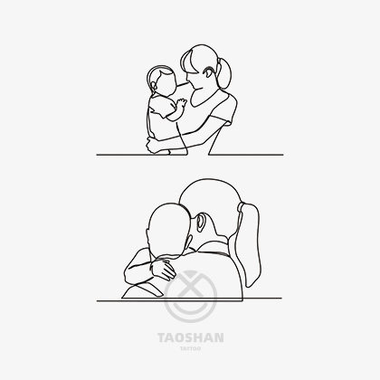 母亲节线条图案母爱纪念纹身贴简约黑色图案防水一次性纹身贴纸