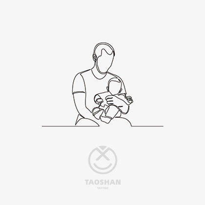 纪念父亲节防水一次性纹身贴父爱图案黑色简笔画仿真刺青纹身贴纸