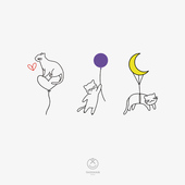 可爱小猫咪简约速写小图案ins女孩手臂手指临时防水纹身贴