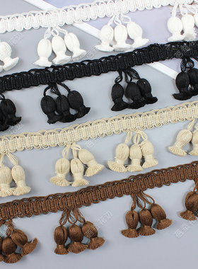 新款三胞胎磨菇窗帘花边法式风吊穗流苏装饰立边拼接辅料配件diy