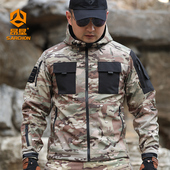 昂垦甲壳虫户外战术冲锋衣男防风防水软壳夹克冬季 抓绒保暖外套 款