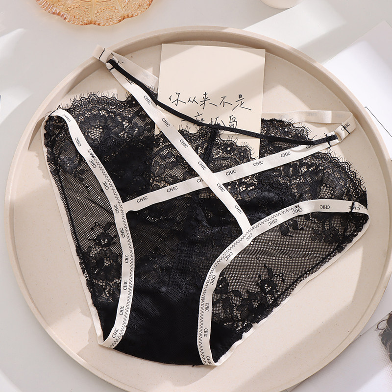 内裤女透明性感蕾丝纯欲薄款时尚字母潮流细带交叉镂空低腰三角裤,女士内衣/男士内衣/家居服,女三角裤,淘宝优惠券,粉丝福利购,淘宝优惠卷
