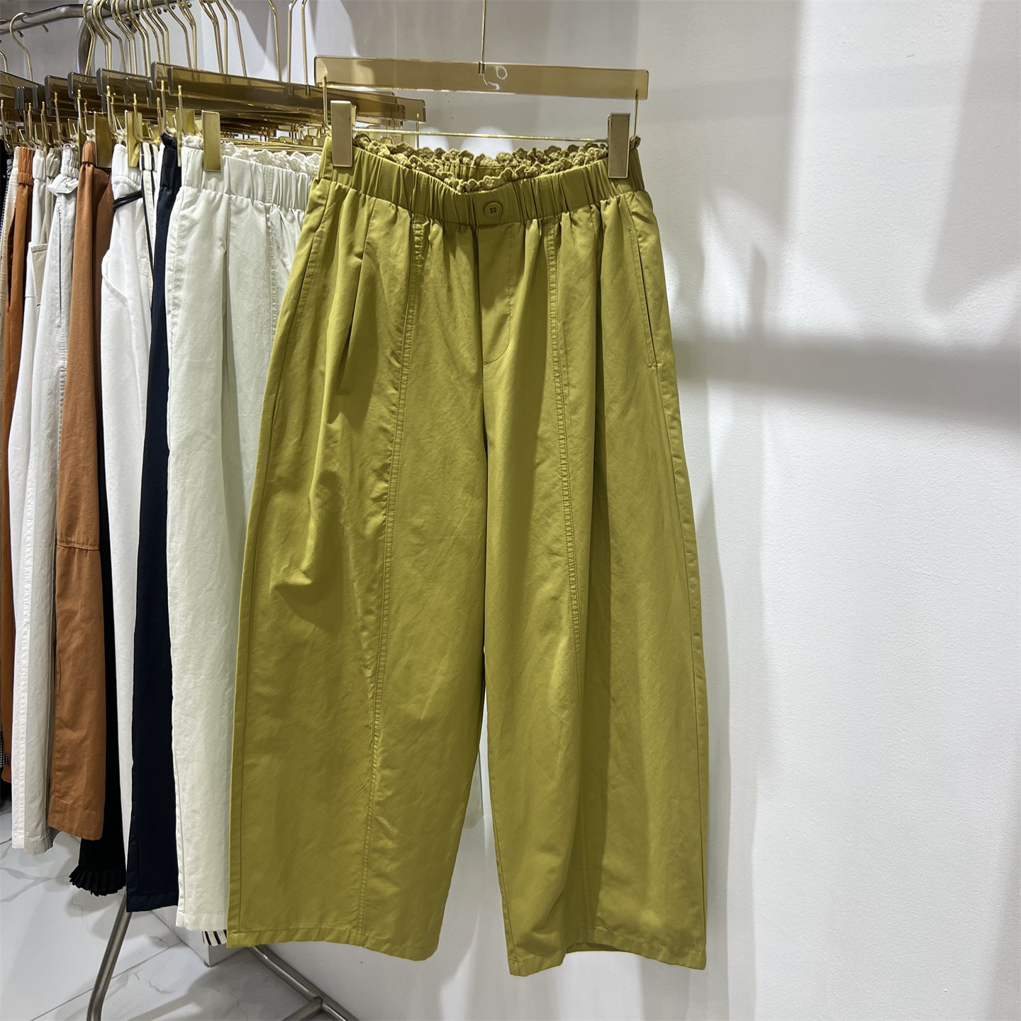 花苞高腰松紧腰哈伦裤女夏季2026新款韩版宽松显瘦百搭九分休闲裤