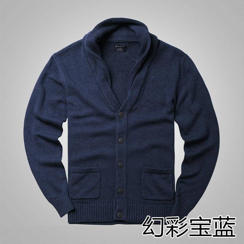 match麻吉秋季长袖v领黑色毛衣