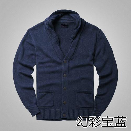 match麻吉秋季长袖v领黑色毛衣