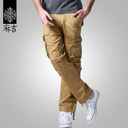 多口袋长裤工装裤match直筒休闲