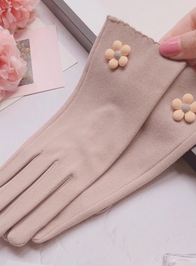 手套女冬天保暖薄款可爱加绒韩版开车春秋季骑电动车弹力防风滑寒