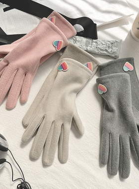 手套女款秋冬天防寒加绒加厚防风保暖德绒开车电动车骑车可爱骑行