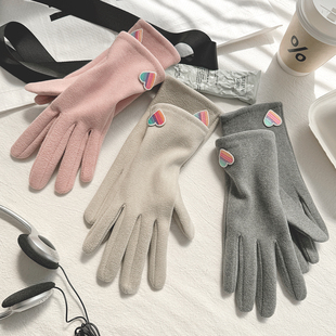 手套女款 秋冬天防寒加绒加厚防风保暖德绒开车电动车骑车可爱骑行