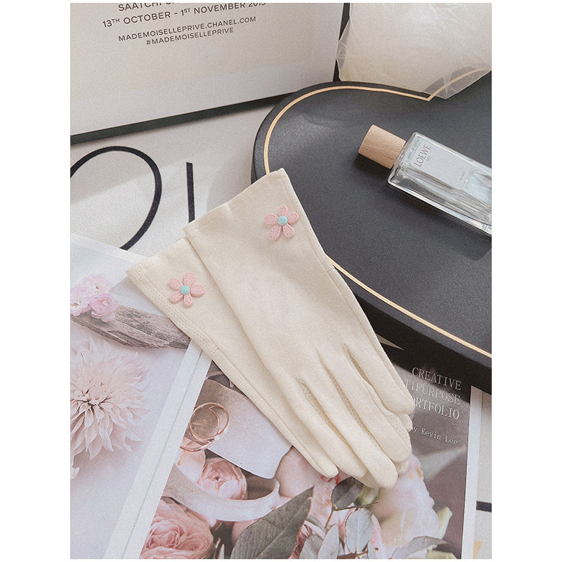 棉布春秋天触屏骑电动车防晒手套