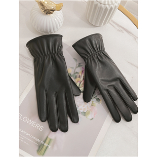 防寒春秋款 加绒开车骑行天电动车水触屏韩版 保暖 薄款 皮手套女冬季