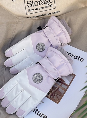 滑雪手套冬季女款加绒加厚防雨雪水防寒风骑行摩托车保暖可触屏棉