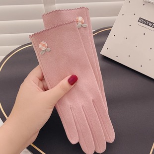 可爱防滑德绒防寒保暖 开车骑行电动车风韩版 手套冬季 女春秋天薄款
